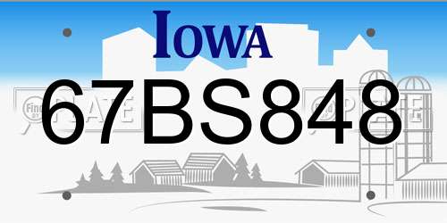 67BS848 Iowa License Plate