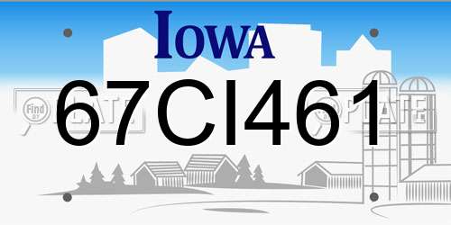 67CI461 Iowa License Plate