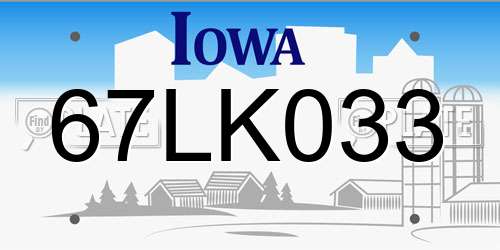 67LK033 Iowa License Plate