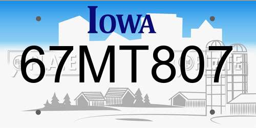 67MT807 Iowa License Plate
