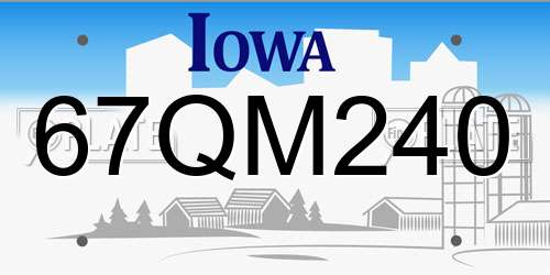 67QM240 Iowa License Plate