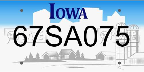 67SA075 Iowa License Plate