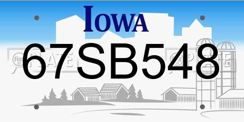 67SB548 Iowa License Plate