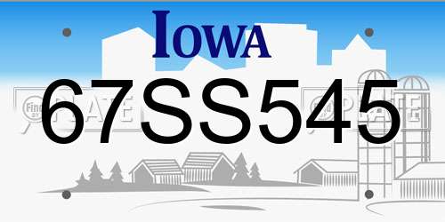 67SS545 Iowa License Plate