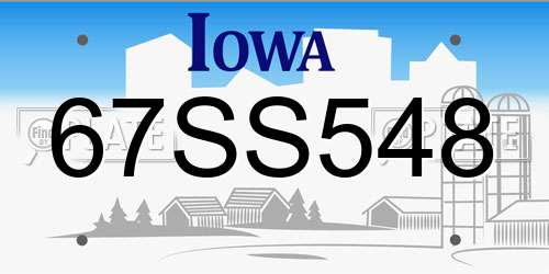 67SS548 Iowa License Plate
