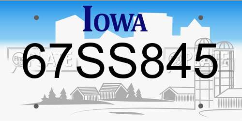 67SS845 Iowa License Plate