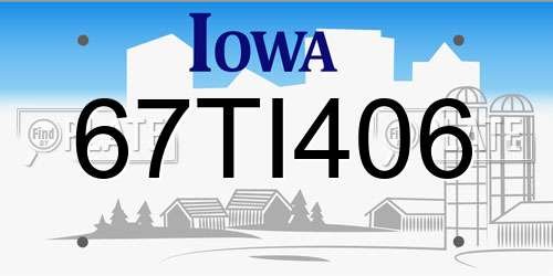 67TI406 Iowa License Plate