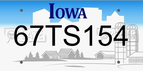 67TS154 Iowa License Plate