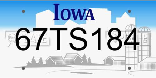 67TS184 Iowa License Plate