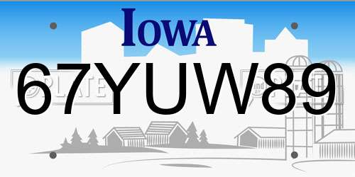 67YUW89 Iowa License Plate