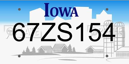 67ZS154 Iowa License Plate