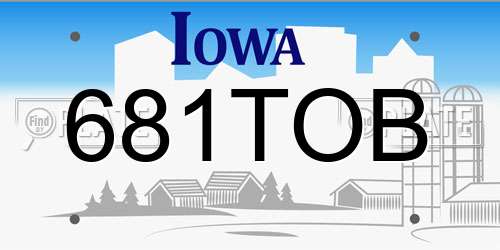 681TOB Iowa License Plate