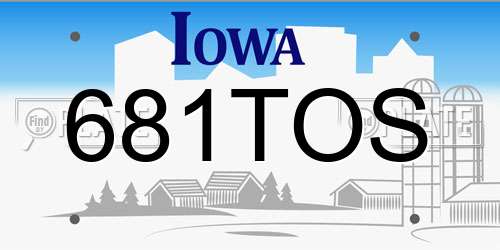 681TOS Iowa License Plate