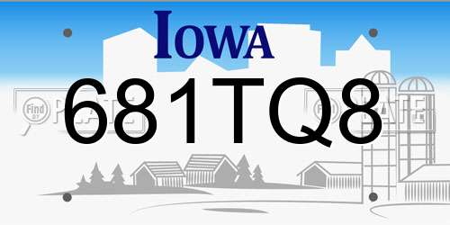 681TQ8 Iowa License Plate