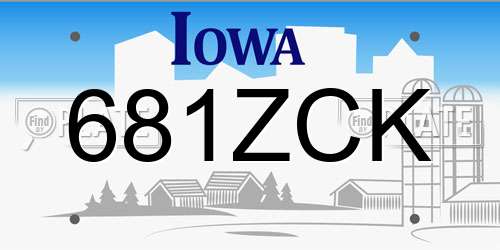 681ZCK Iowa License Plate