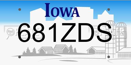 681ZDS Iowa License Plate