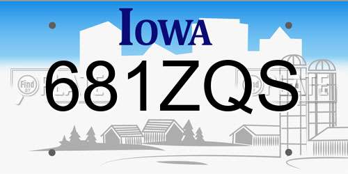 681ZQS Iowa License Plate