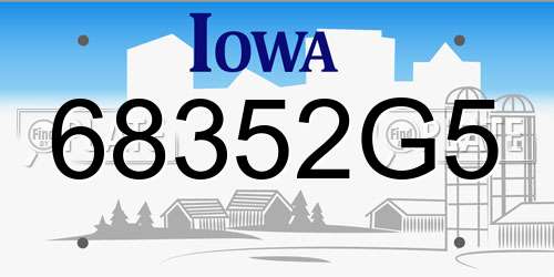 68352G5 Iowa License Plate