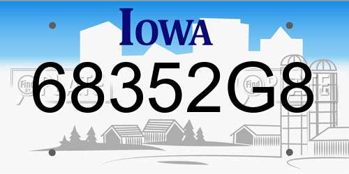 68352G8 Iowa License Plate