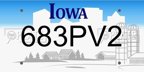 683PV2 Iowa License Plate