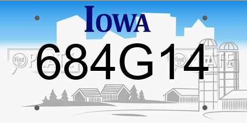 684G14 Iowa License Plate