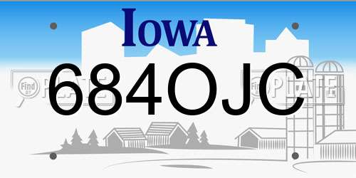 684OJC Iowa License Plate
