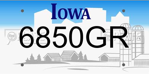 6850GR Iowa License Plate