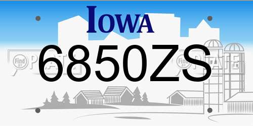 6850ZS Iowa License Plate