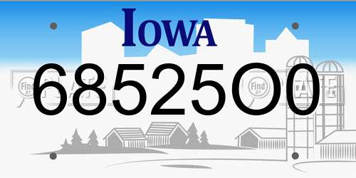 68525O0 Iowa License Plate