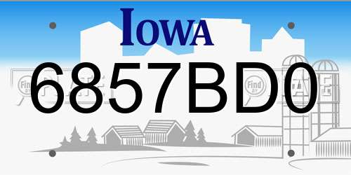 6857BD0 Iowa License Plate