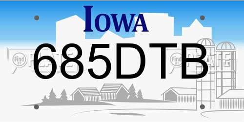 685DTB Iowa License Plate