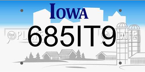 685IT9 Iowa License Plate