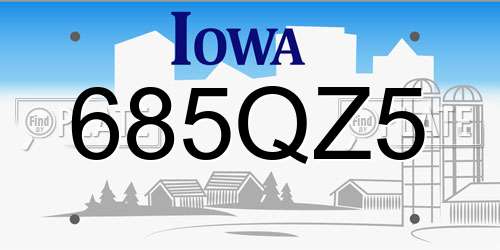 685QZ5 Iowa License Plate