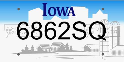 6862SQ Iowa License Plate