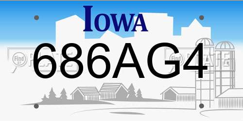 686AG4 Iowa License Plate