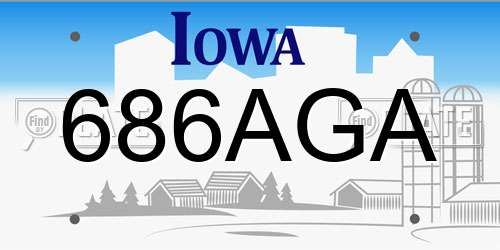 686AGA Iowa License Plate