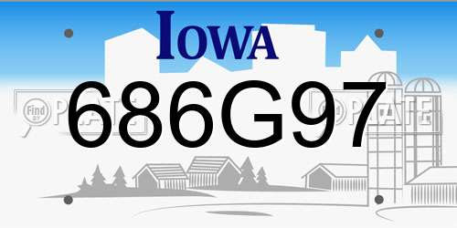686G97 Iowa License Plate