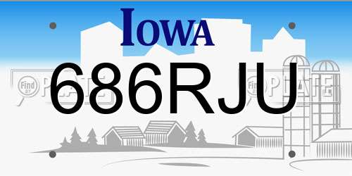 686RJU Iowa License Plate