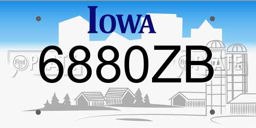 6880ZB Iowa License Plate