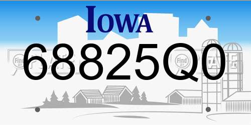 68825Q0 Iowa License Plate