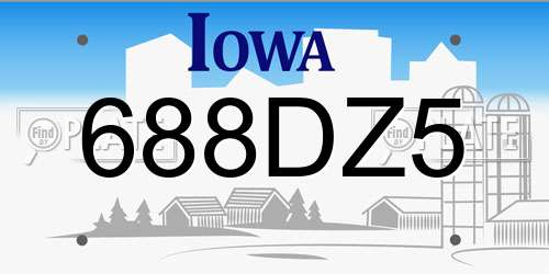 688DZ5 Iowa License Plate