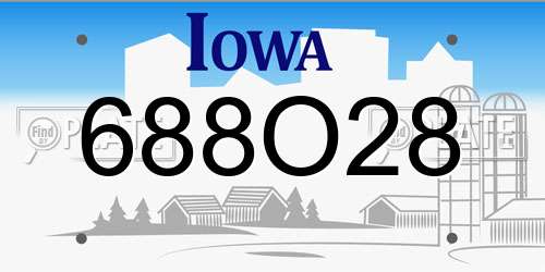 688O28 Iowa License Plate
