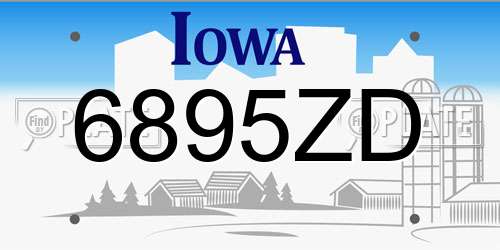 6895ZD Iowa License Plate