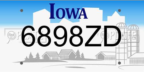 6898ZD Iowa License Plate