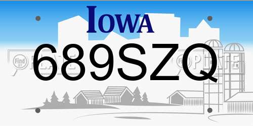 689SZQ Iowa License Plate