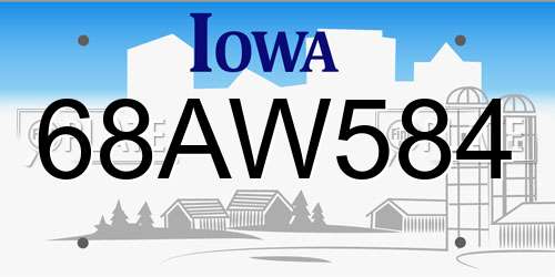 68AW584 Iowa License Plate