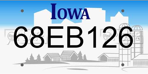 68EB126 Iowa License Plate