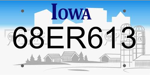 68ER613 Iowa License Plate