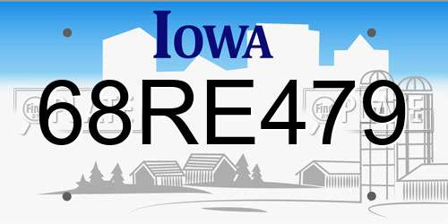 68RE479 Iowa License Plate