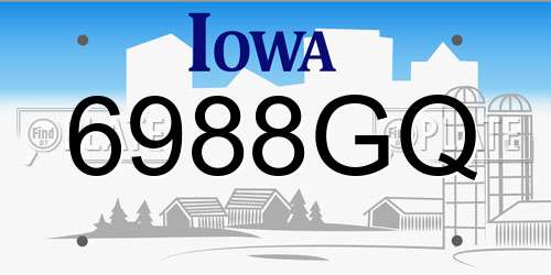 6988GQ Iowa License Plate